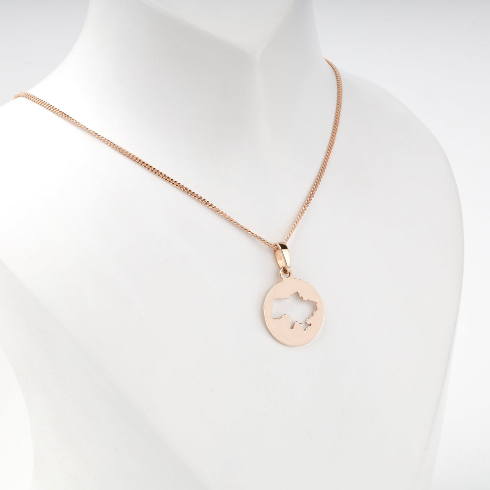 Rose Gold 14K (585) Ukraine Map Pendant | Ukrainian Jewelry