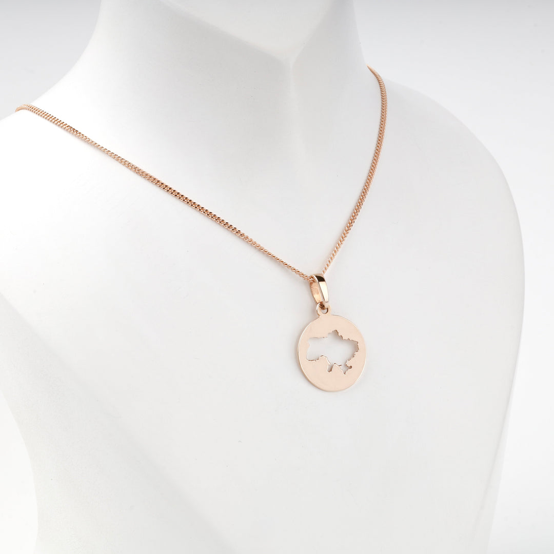 Rose Gold 14K (585) Ukraine Map Pendant | Ukrainian Jewelry