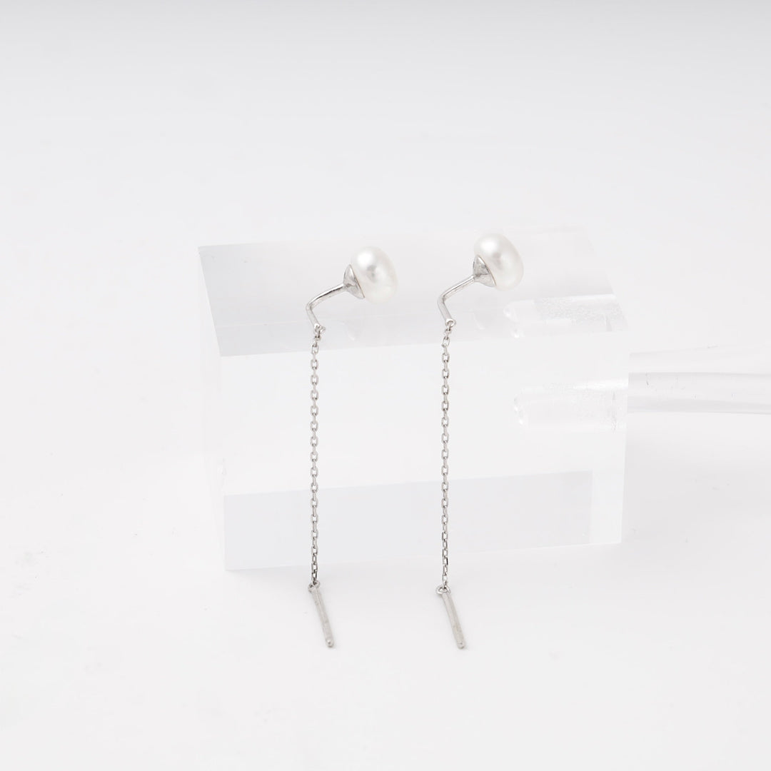Silver 925 Pearl Threader Earrings | Ukrainian Jewelry