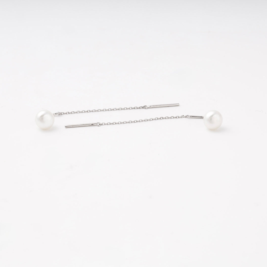 Silver 925 Pearl Threader Earrings | Ukrainian Jewelry