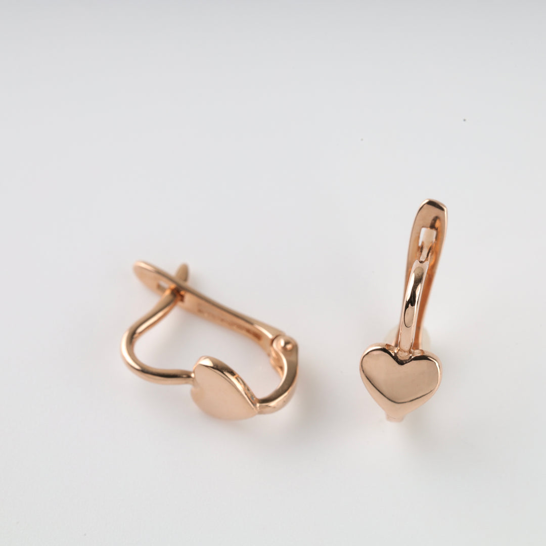 Kids Heart-shaped earrings | 14K Rose gold (585)