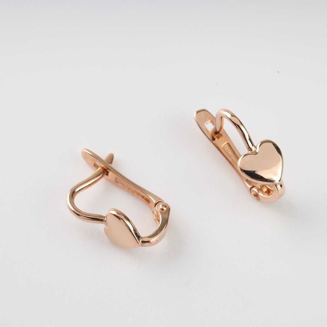 Kids Heart-shaped earrings | 14K Rose gold (585)
