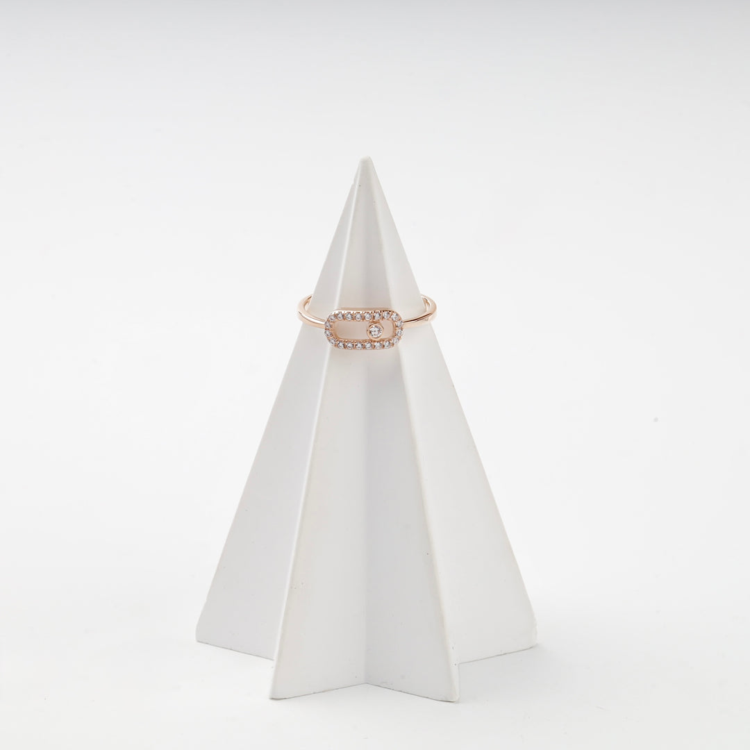 Rectangular Halo Ring with Cubic Zirconia | 14K Rose Gold (585) — measurement view