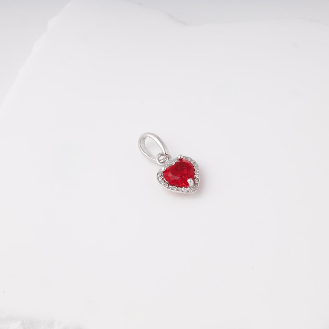 Silver 925 Red Heart CZ Pendant with Halo | Ukrainian Jewelry