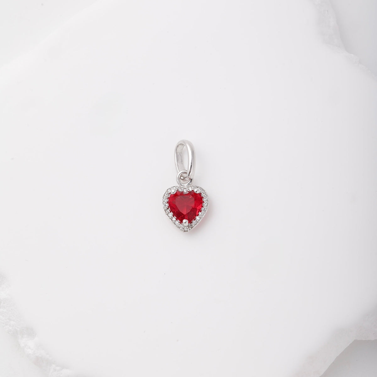 Silver 925 Red Heart CZ Pendant with Halo | Ukrainian Jewelry