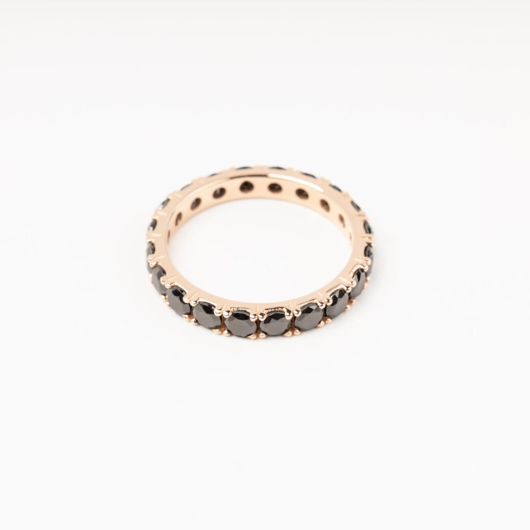 Black Zirconia Eternity Ring 14K (585) Rose Gold | Ukrainian Jewelry