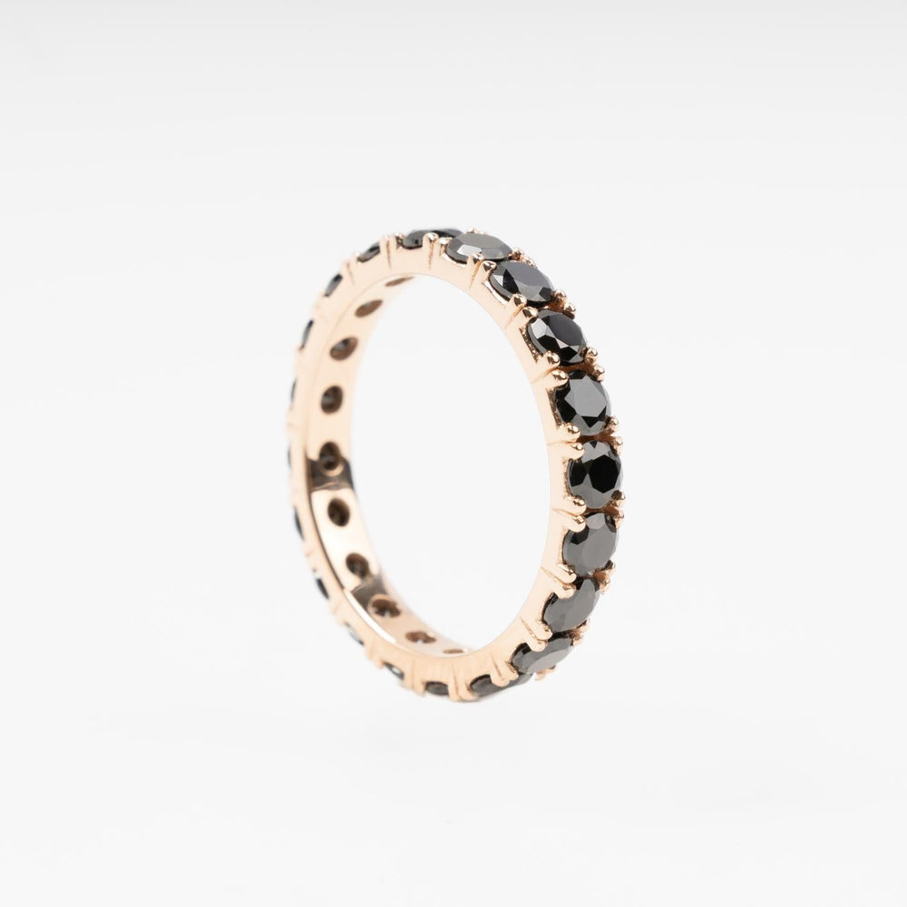 Black Zirconia Eternity Ring 14K (585) Rose Gold | Ukrainian Jewelry