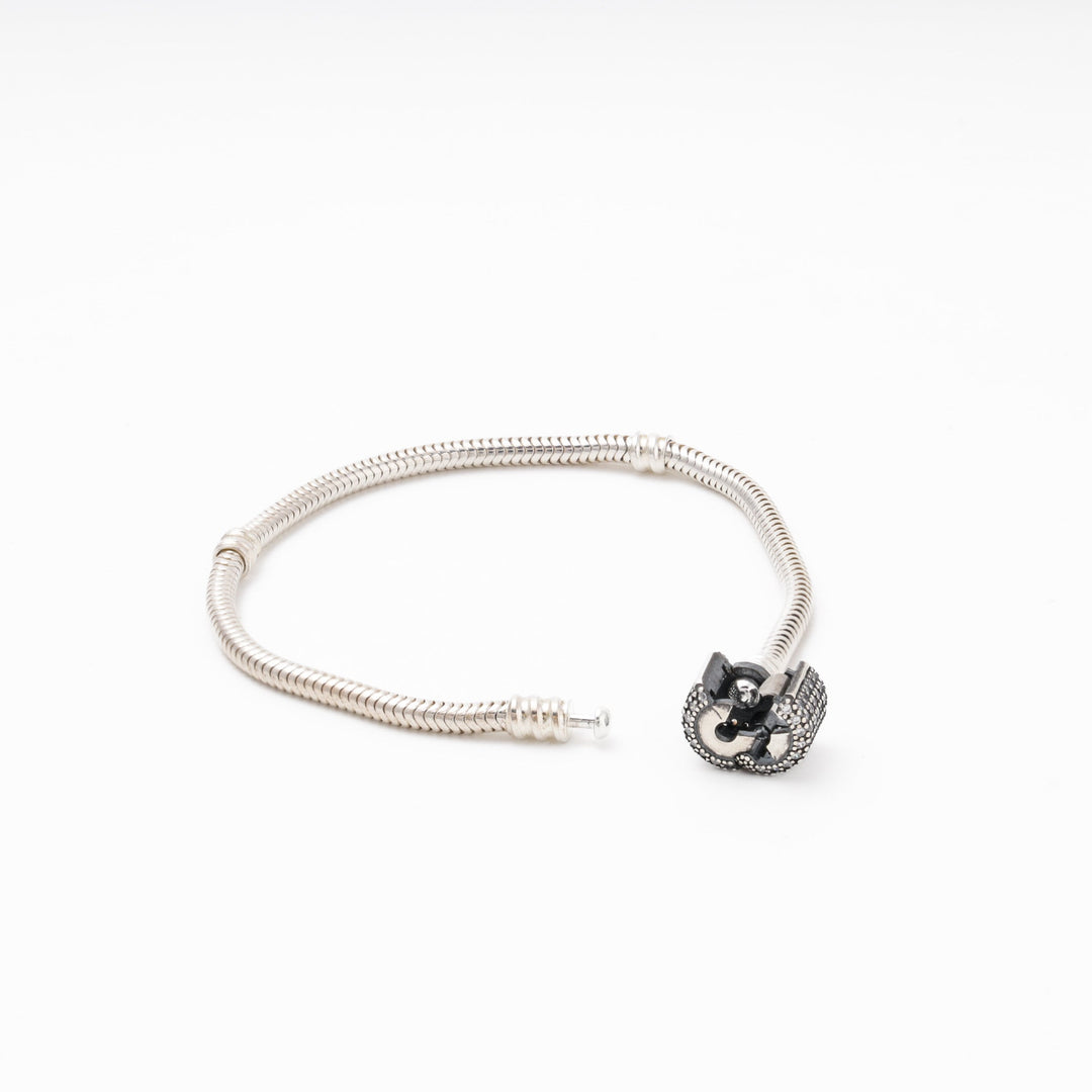 Silver 925 Snake Charm Bracelet with CZ Clasp | Ukrainian Jewelry