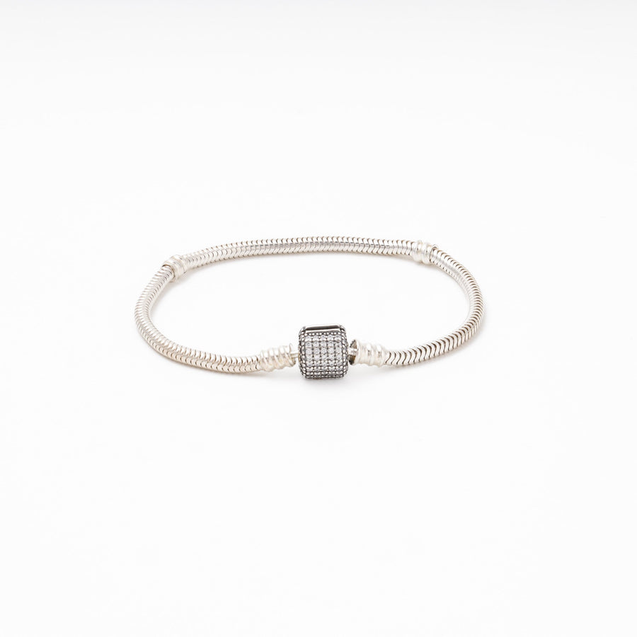 Silver 925 Snake Charm Bracelet with CZ Clasp | Ukrainian Jewelry