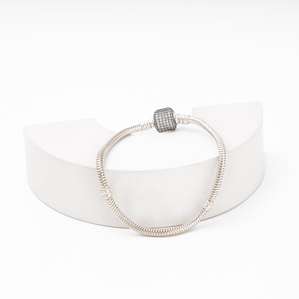 Silver 925 Snake Charm Bracelet with CZ Clasp | Ukrainian Jewelry