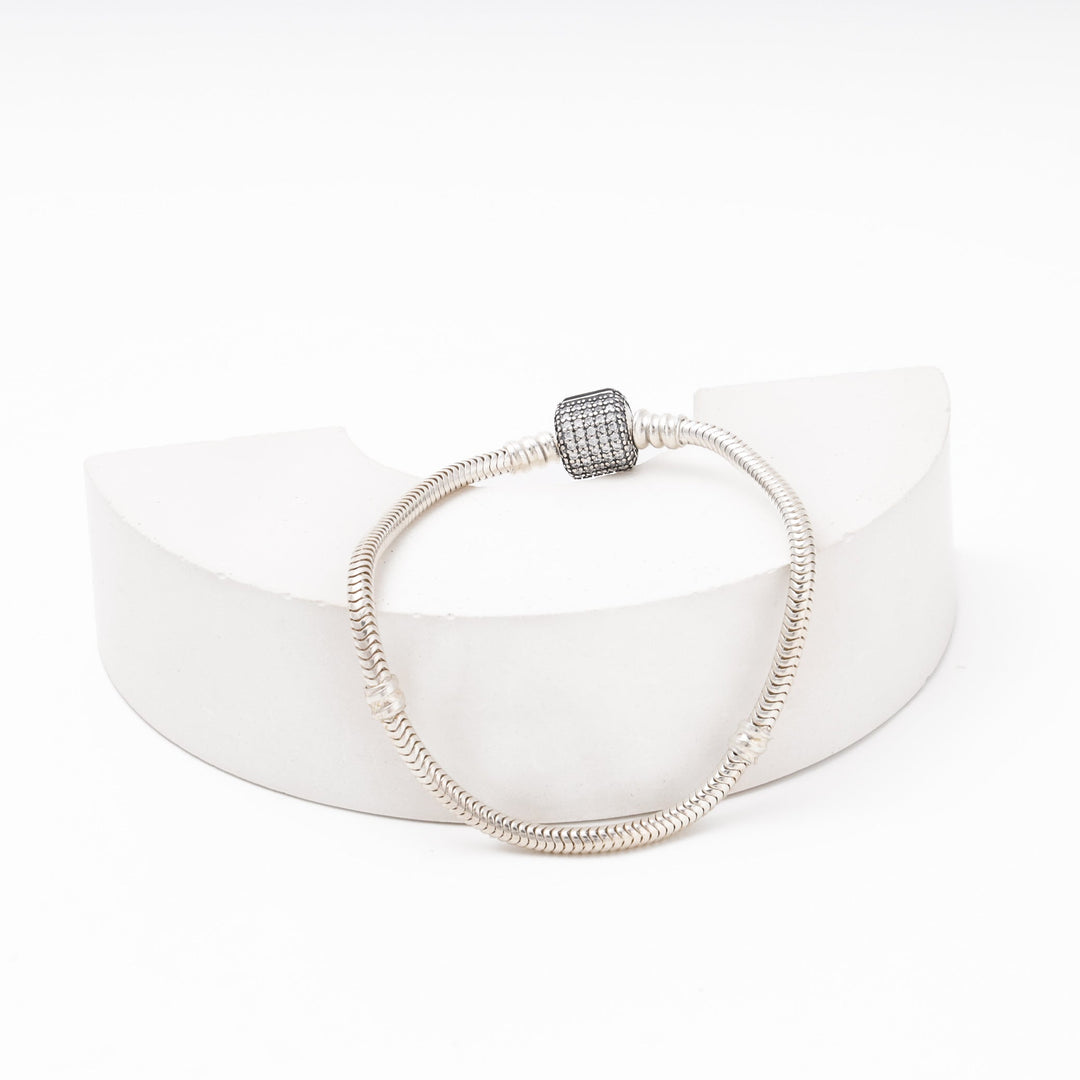Silver 925 Snake Charm Bracelet with CZ Clasp | Ukrainian Jewelry