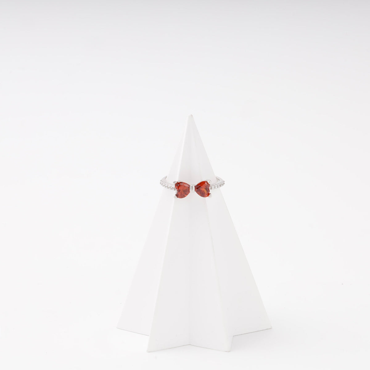 Silver 925 Bow Ring with Red Cubic Zirconia | Ukrainian Jewelry
