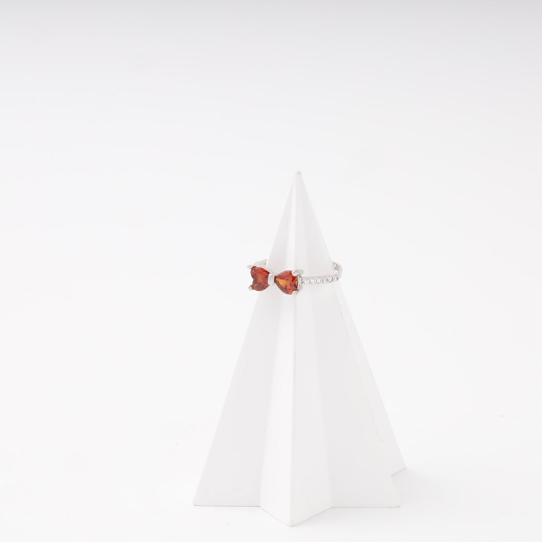 Silver 925 Bow Ring with Red Cubic Zirconia | Ukrainian Jewelry