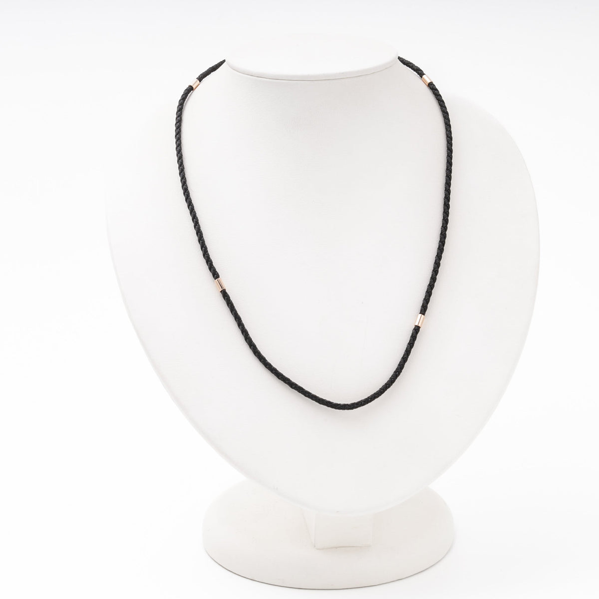 Black Braided Silk Cord Necklace 14K (585) Rose Gold Fittings | Ukrainian Jewelry