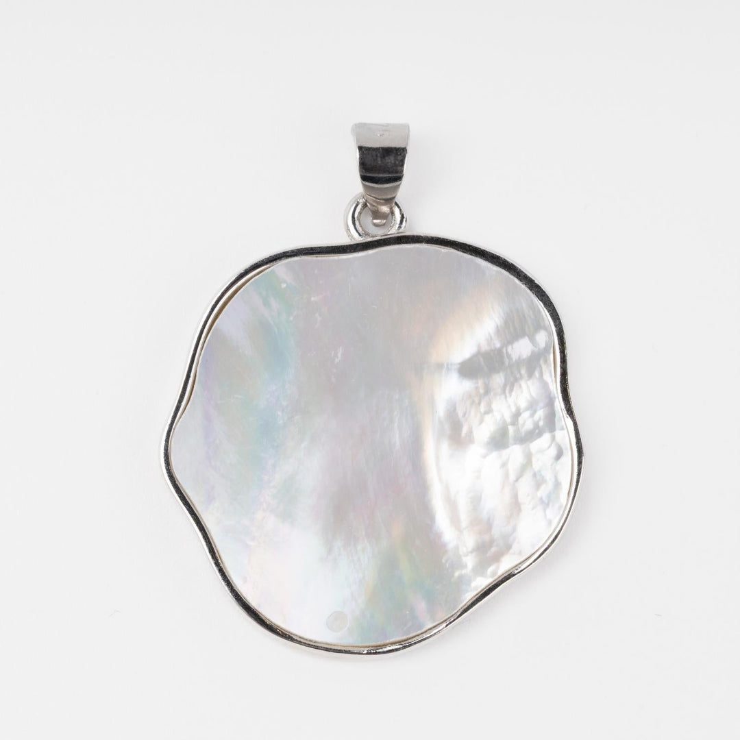 Rhodium-Plated Silver 925 Pendant with Natural Mother-of-Pearl | Ukrainian Jewelry