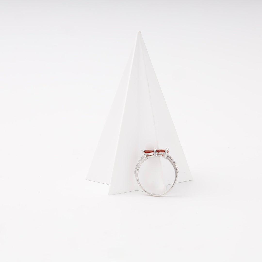 Silver 925 Bow Ring with Red Cubic Zirconia | Ukrainian Jewelry