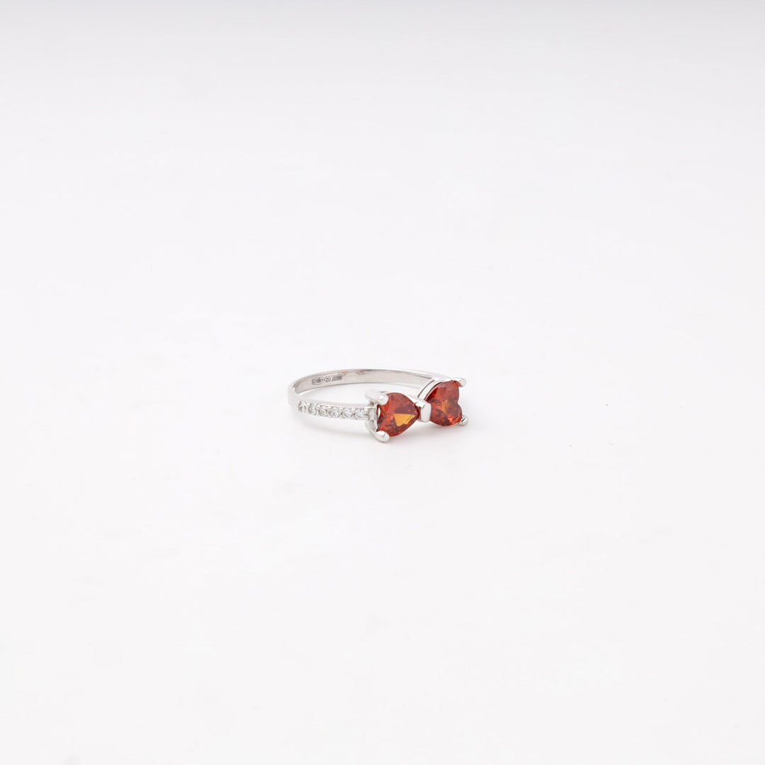 Silver 925 Bow Ring with Red Cubic Zirconia | Ukrainian Jewelry