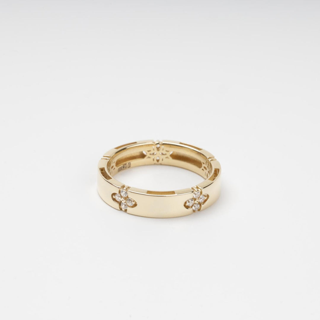 Five Clover Eternity Ring 14K (585) Yellow Gold | Ukrainian Jewelry