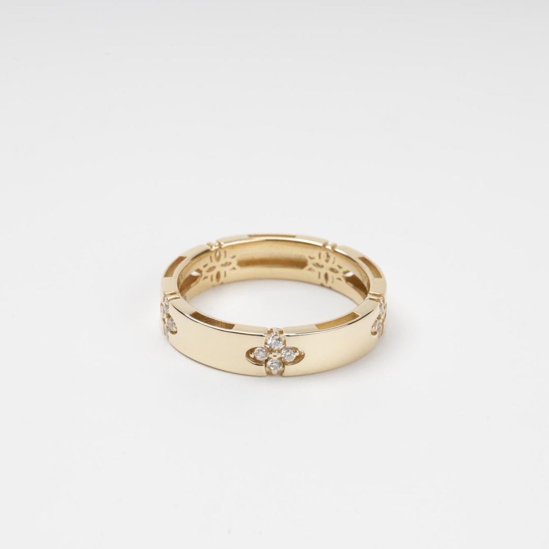 Five Clover Eternity Ring 14K (585) Yellow Gold | Ukrainian Jewelry
