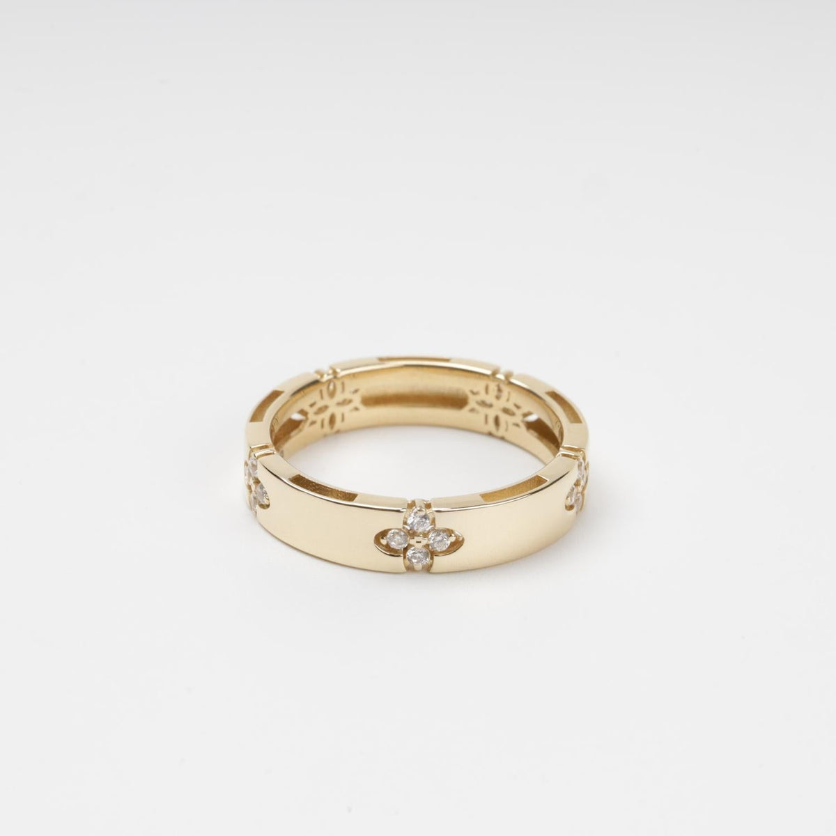 Five Clover Eternity Ring 14K (585) Yellow Gold | Ukrainian Jewelry