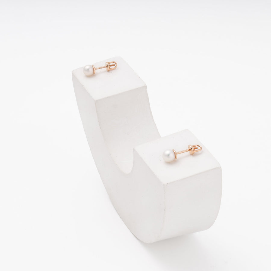 Rose Gold Pearl Stud Earrings, 14K (585) | Ukrainian Jewelry