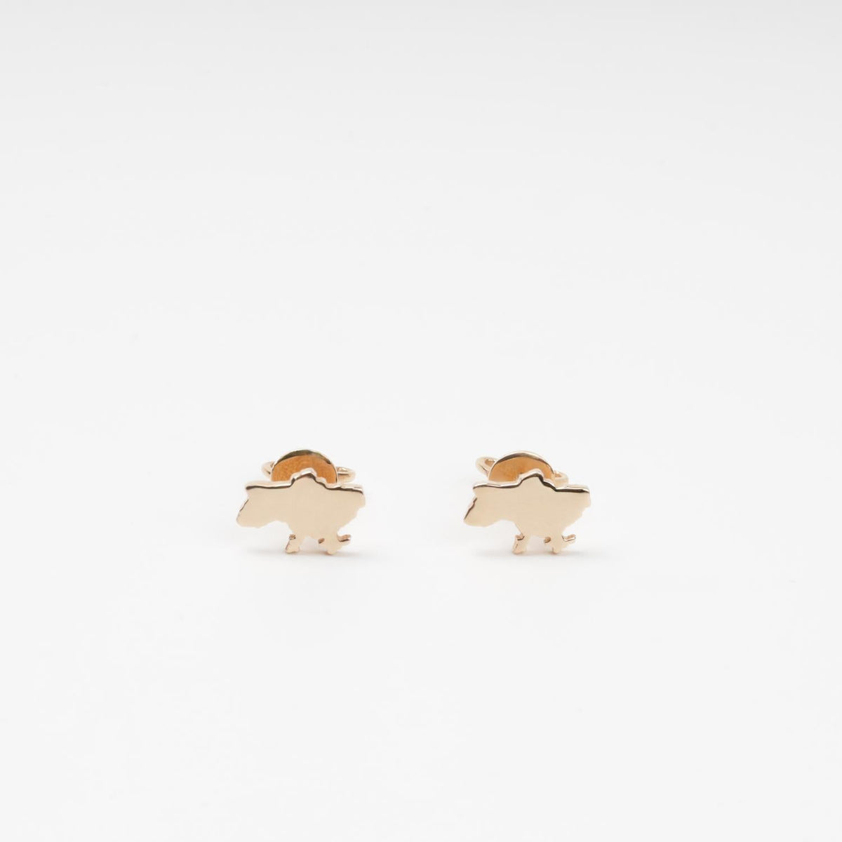 Ukraine Map Gold Stud Earrings | 14K (585) Rose Gold | Ukrainian Jewelry