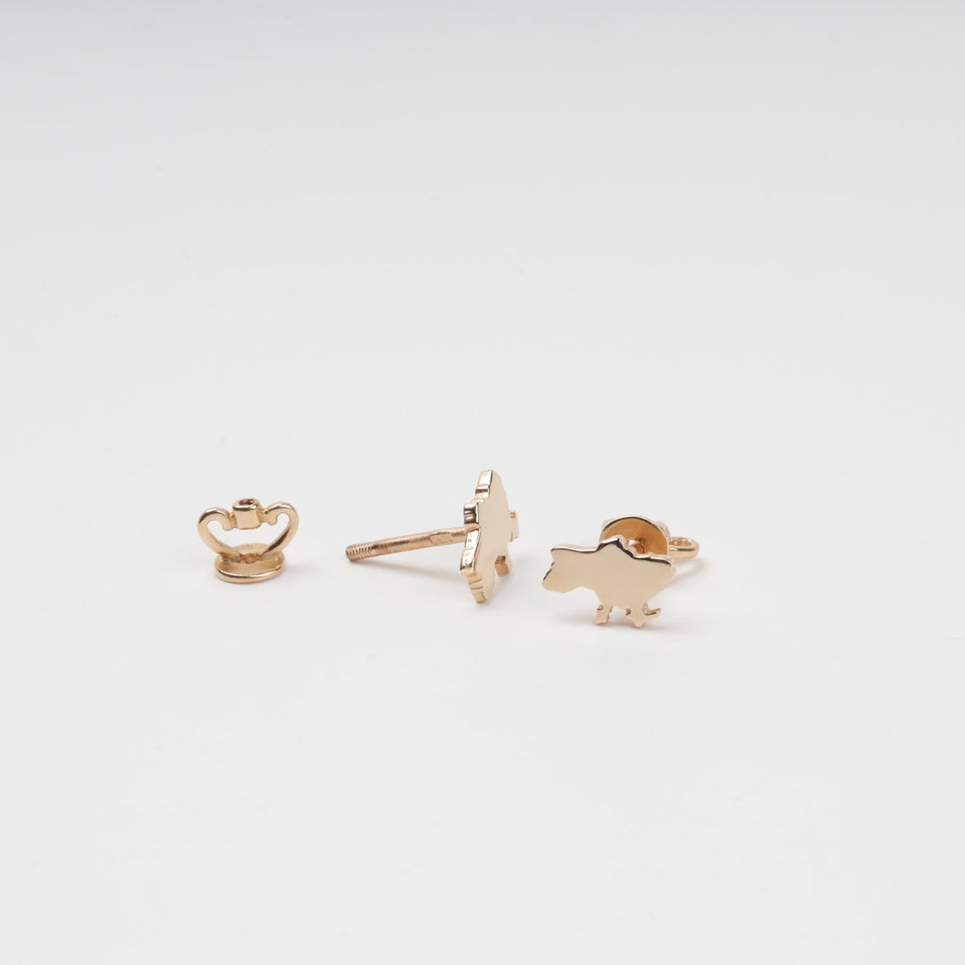 Ukraine Map Gold Stud Earrings | 14K (585) Rose Gold | Ukrainian Jewelry