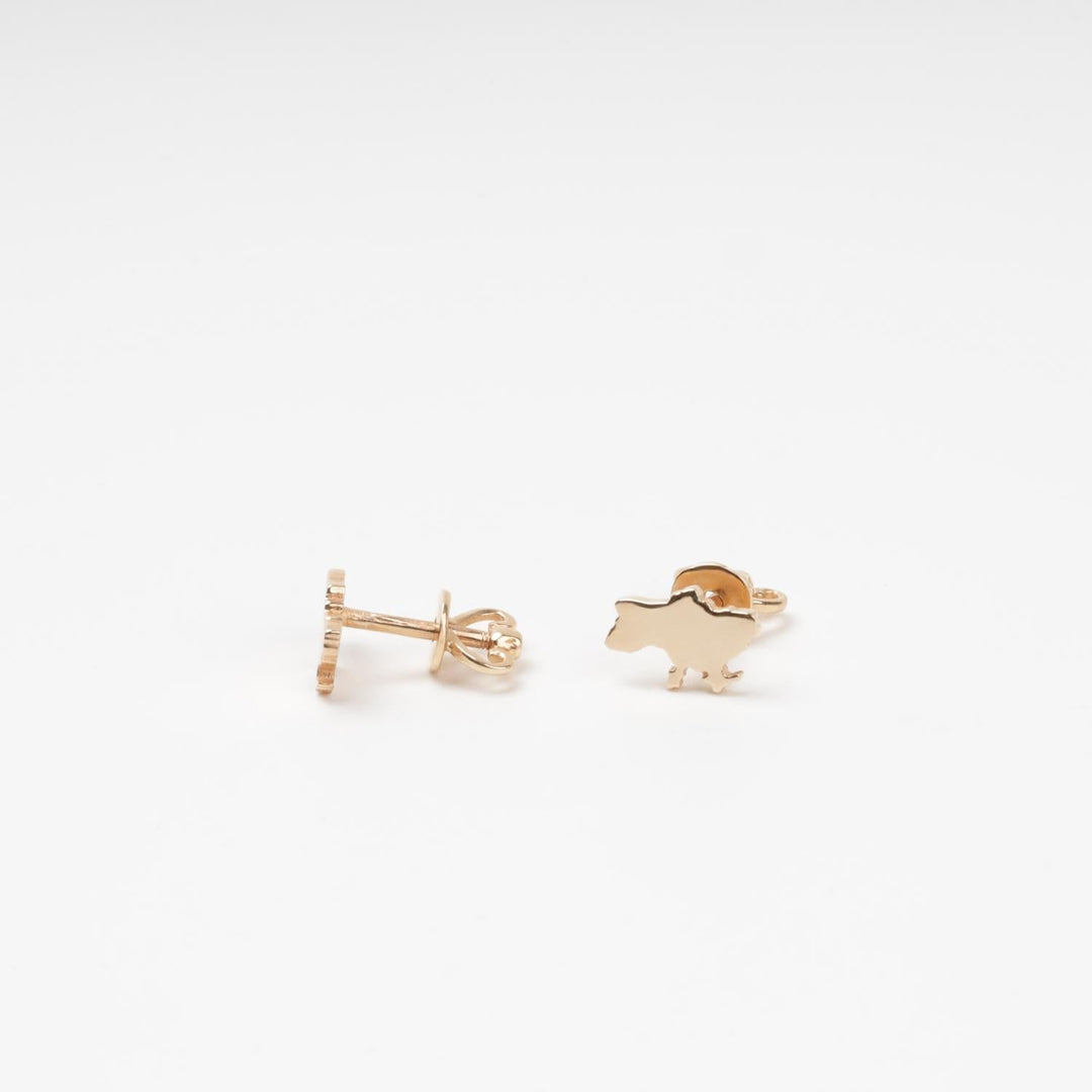 Ukraine Map Gold Stud Earrings | 14K (585) Rose Gold | Ukrainian Jewelry