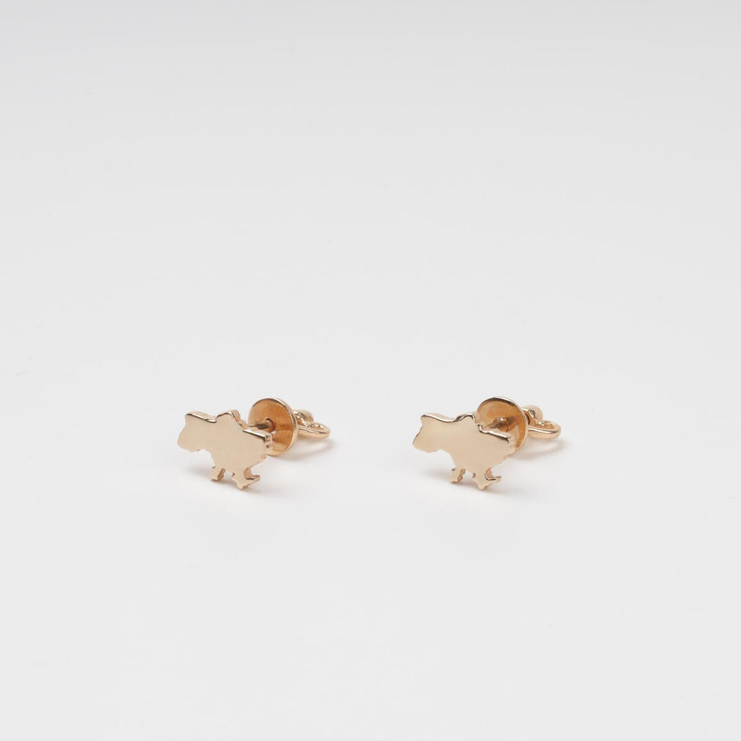 Ukraine Map Gold Stud Earrings | 14K (585) Rose Gold | Ukrainian Jewelry