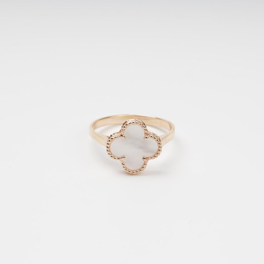 Mother-of-Pearl Clover Ring 14K (585) Rose Gold | Ukrainian Jewelry