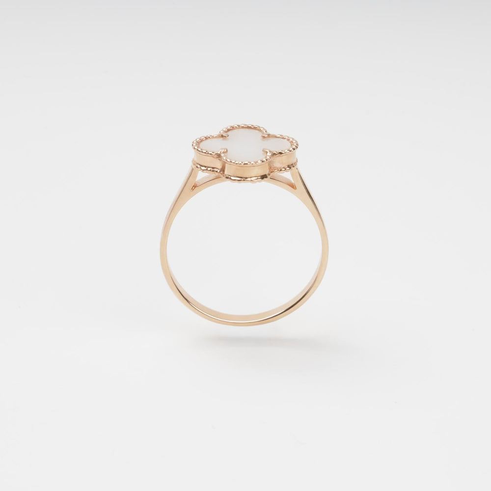 Mother-of-Pearl Clover Ring 14K (585) Rose Gold | Ukrainian Jewelry