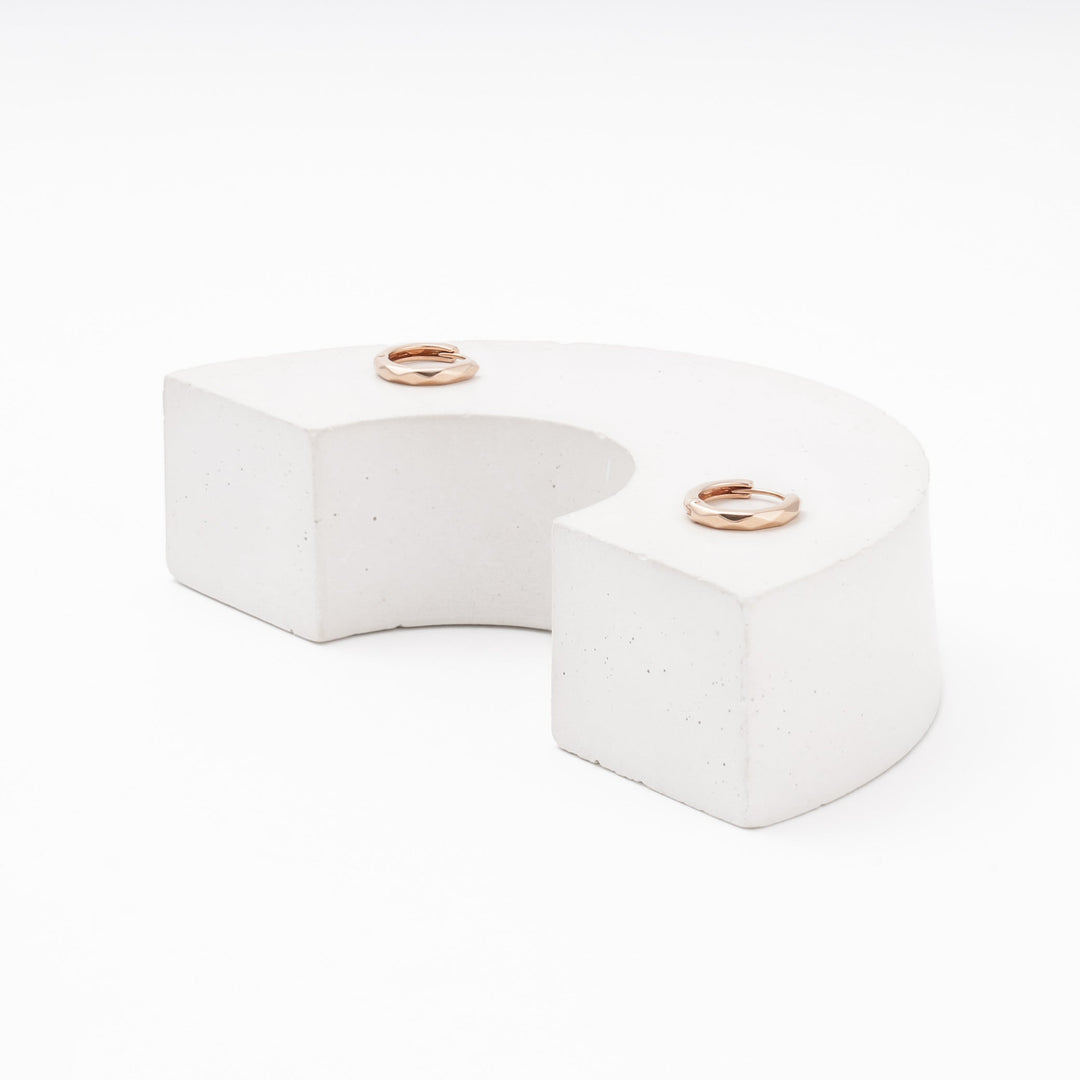 Rose Gold Round Huggie Earrings, 14K (585) | Ukrainian Jewelry