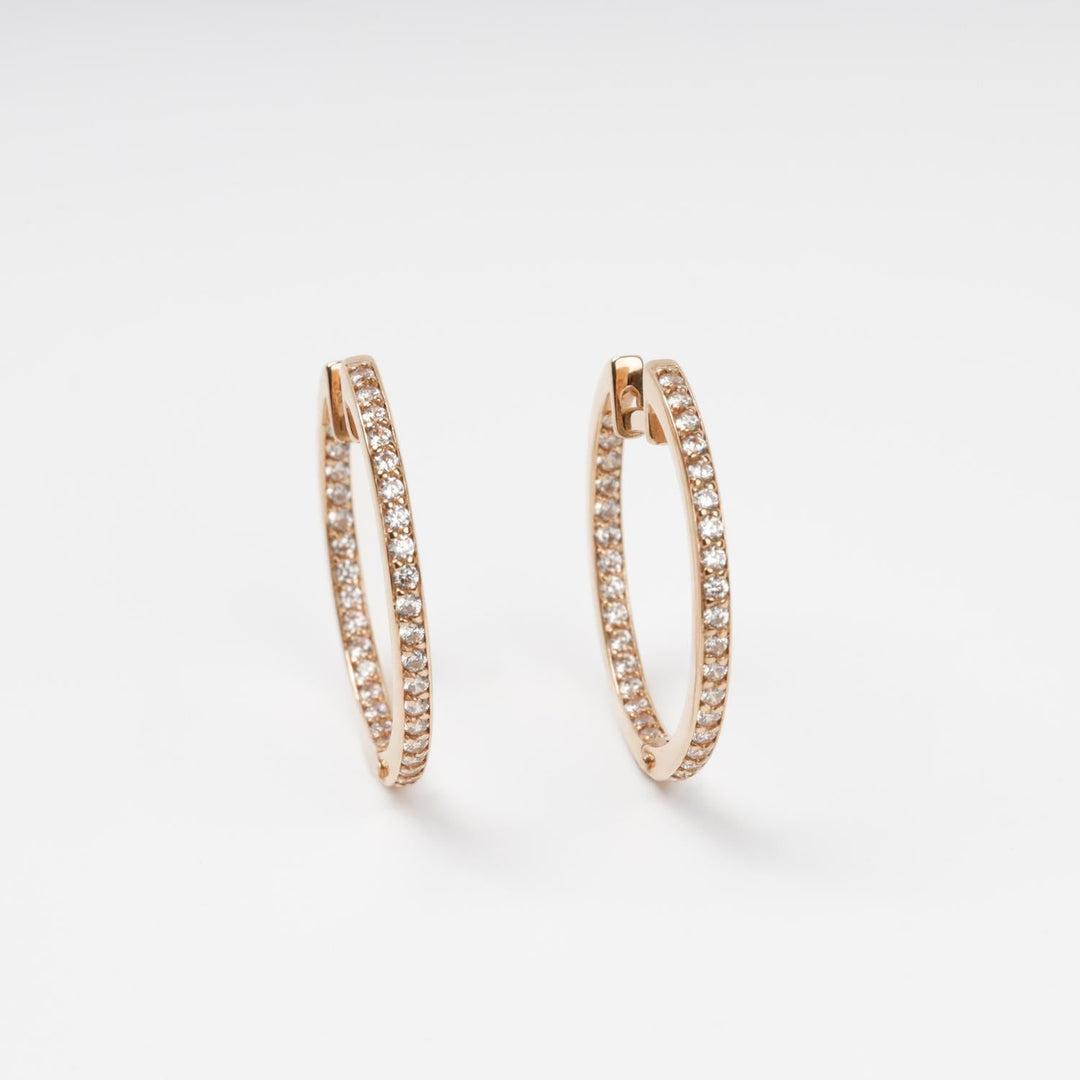Rose Gold Hoop Earrings with Cubic Zirconia | Ukrainian Jewelry