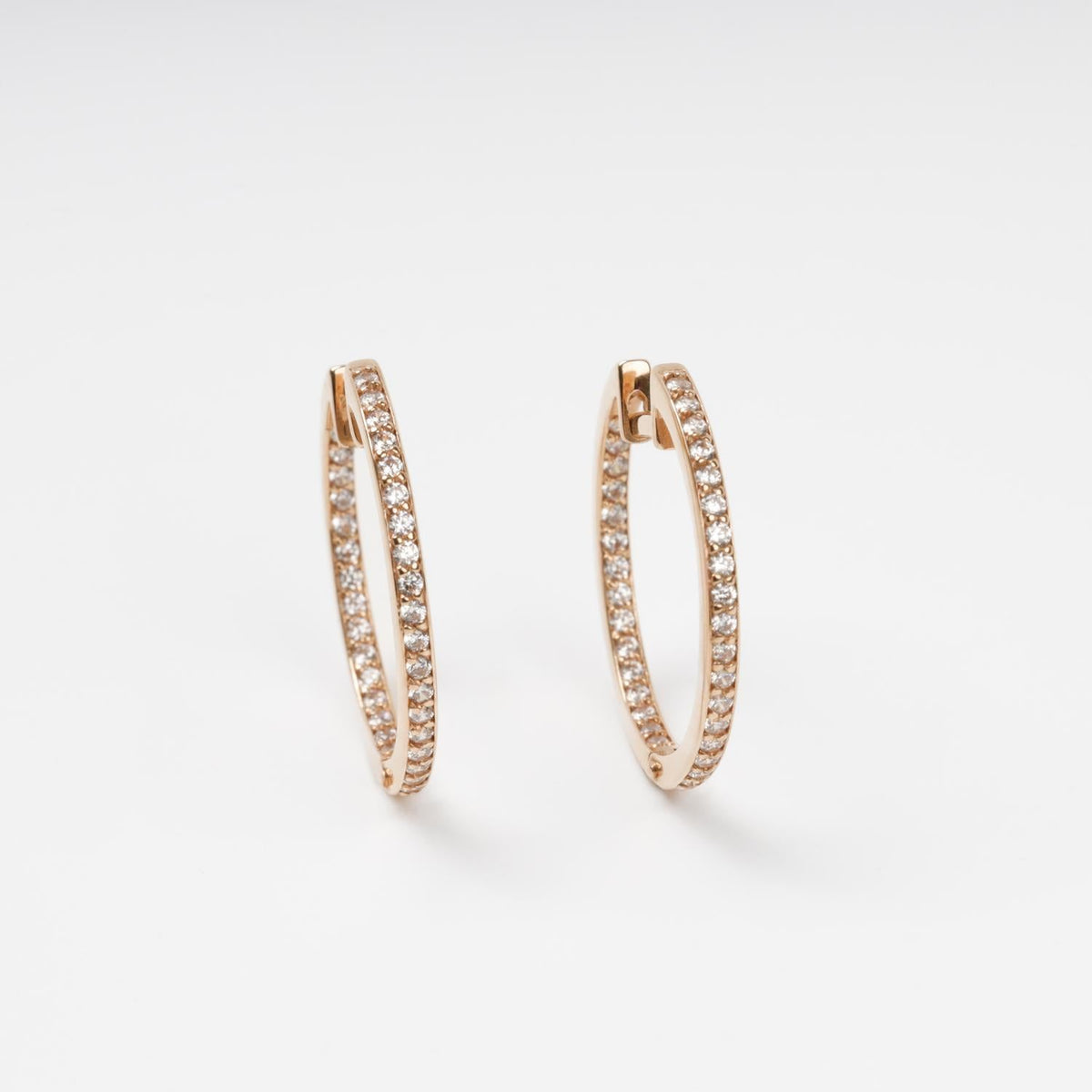 Rose Gold Hoop Earrings with Cubic Zirconia | Ukrainian Jewelry