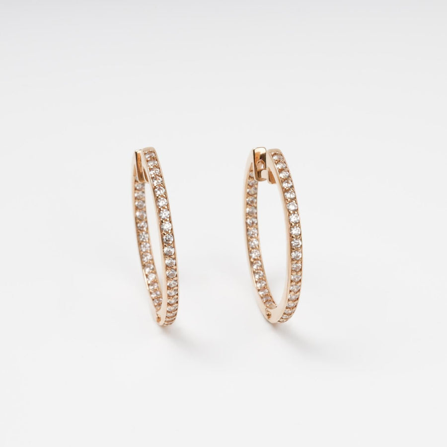 Rose Gold Hoop Earrings with Cubic Zirconia | Ukrainian Jewelry