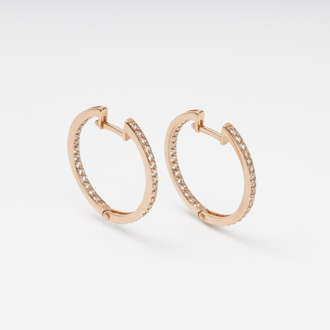Rose Gold Hoop Earrings with Cubic Zirconia | Ukrainian Jewelry