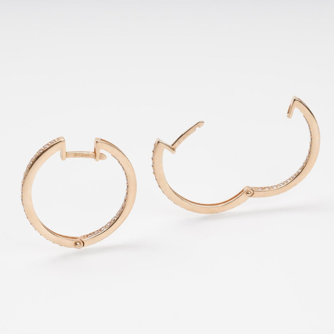 Rose Gold Hoop Earrings with Cubic Zirconia | Ukrainian Jewelry