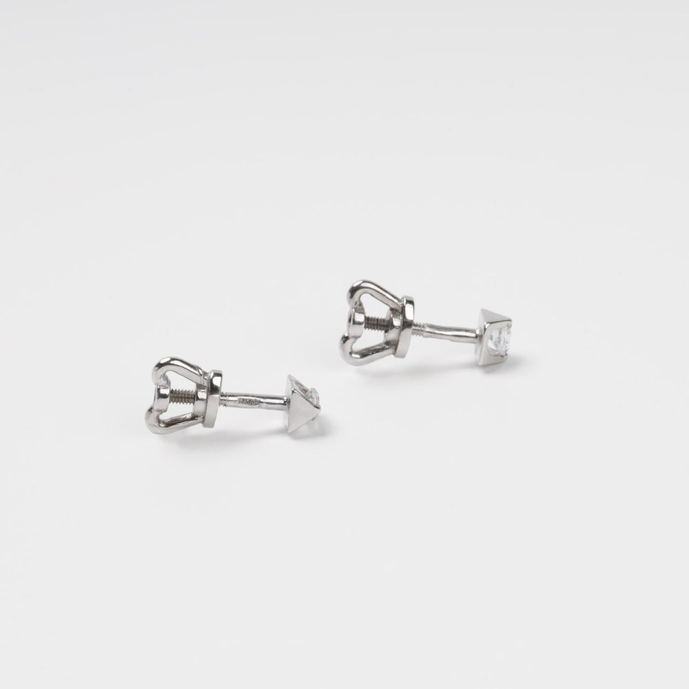 Geometric Stud Earrings 14K (585) White Gold | Ukrainian Jewelry