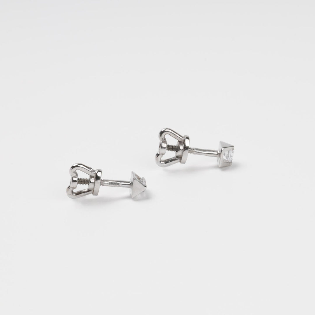Geometric Stud Earrings 14K (585) White Gold | Ukrainian Jewelry