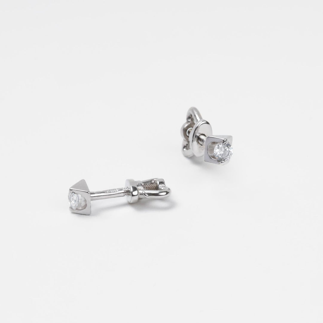 Geometric Stud Earrings 14K (585) White Gold | Ukrainian Jewelry