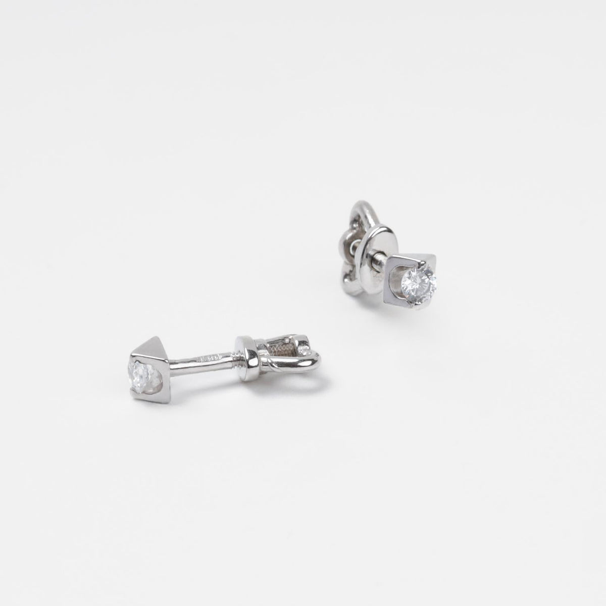 Geometric Stud Earrings 14K (585) White Gold | Ukrainian Jewelry
