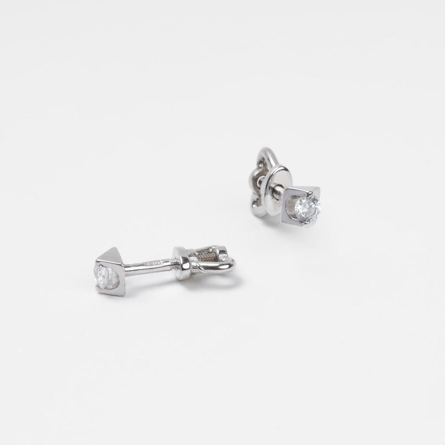 Geometric Stud Earrings 14K (585) White Gold | Ukrainian Jewelry