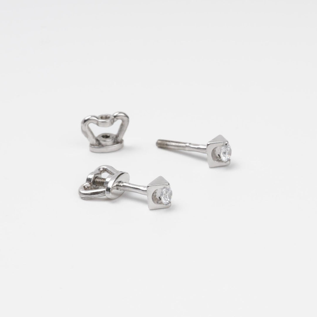 Geometric Stud Earrings 14K (585) White Gold | Ukrainian Jewelry
