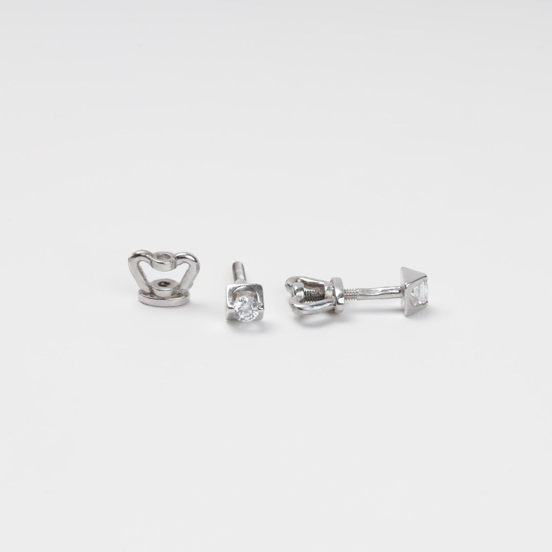 Geometric Stud Earrings 14K (585) White Gold | Ukrainian Jewelry