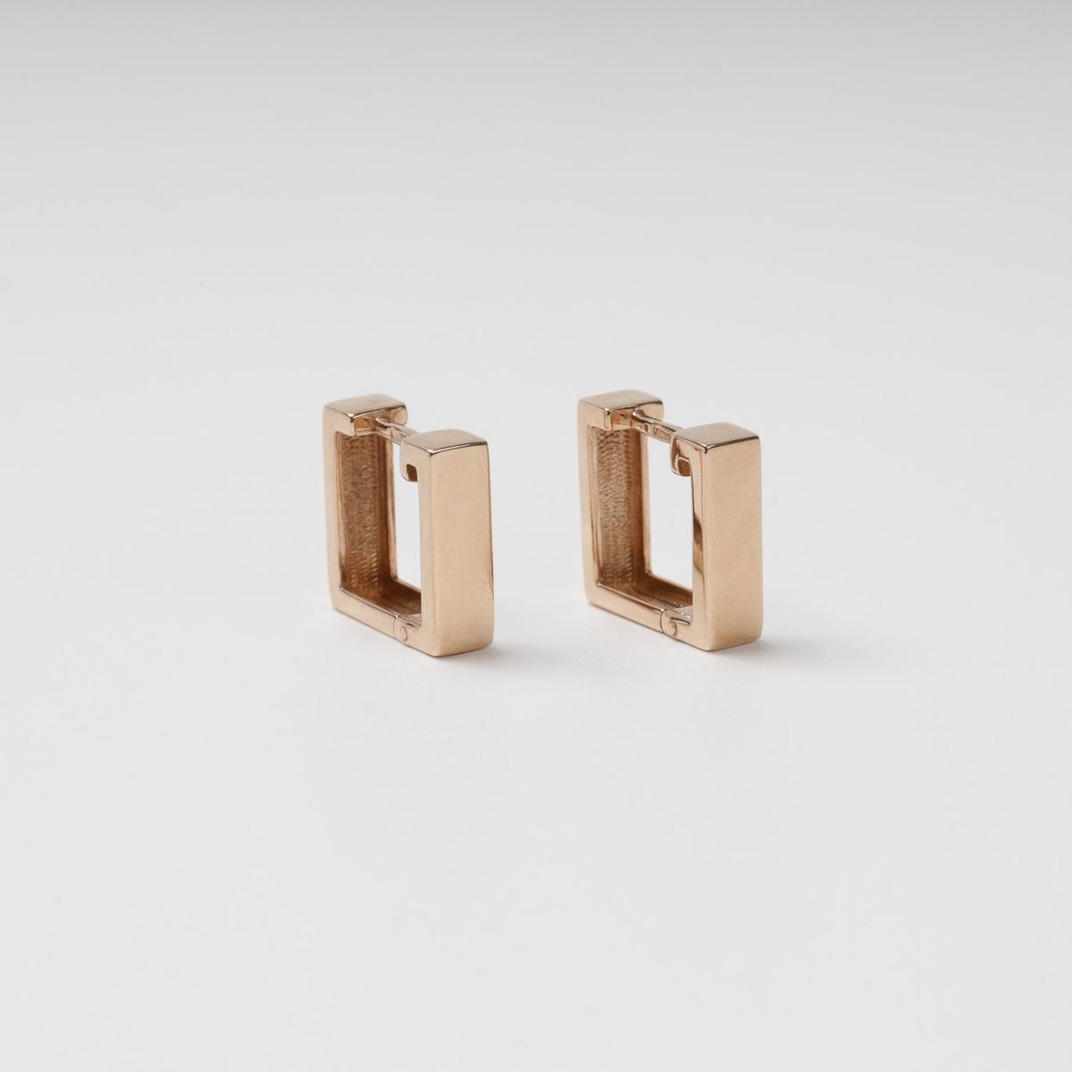 Geometric Square Hoop Earrings 14K (585) Rose Gold | Ukrainian Jewelry