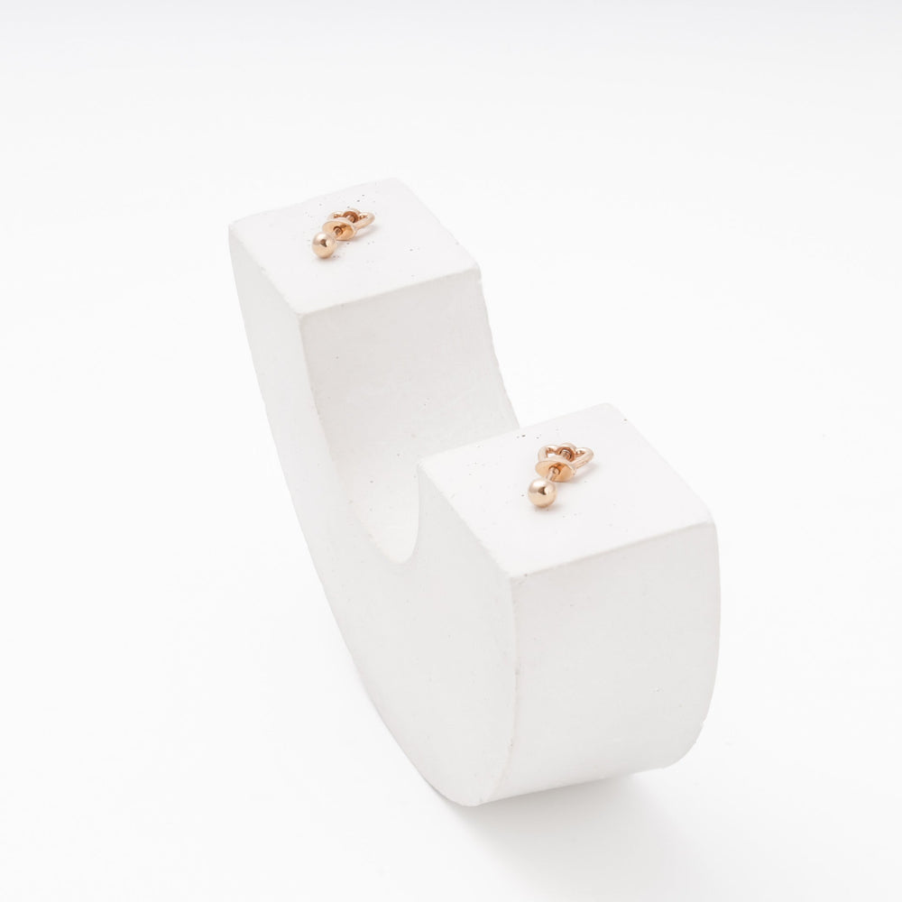 Rose Gold 585 Circle Stud Earrings with Screw Back | Ukrainian Jewelry