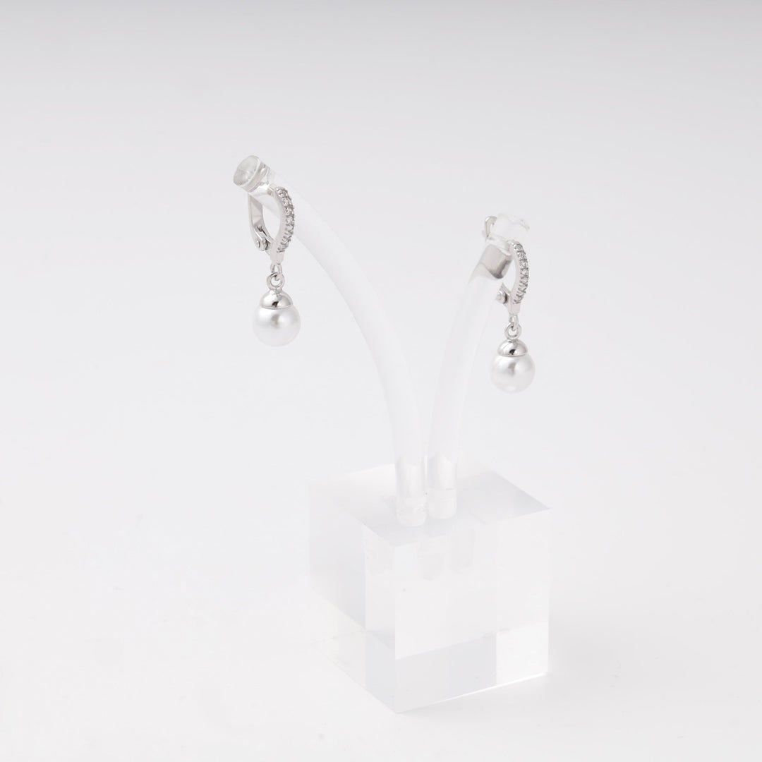 Silver 925 Pearl Drop Earrings with CZ | Ukrainian Jewelry