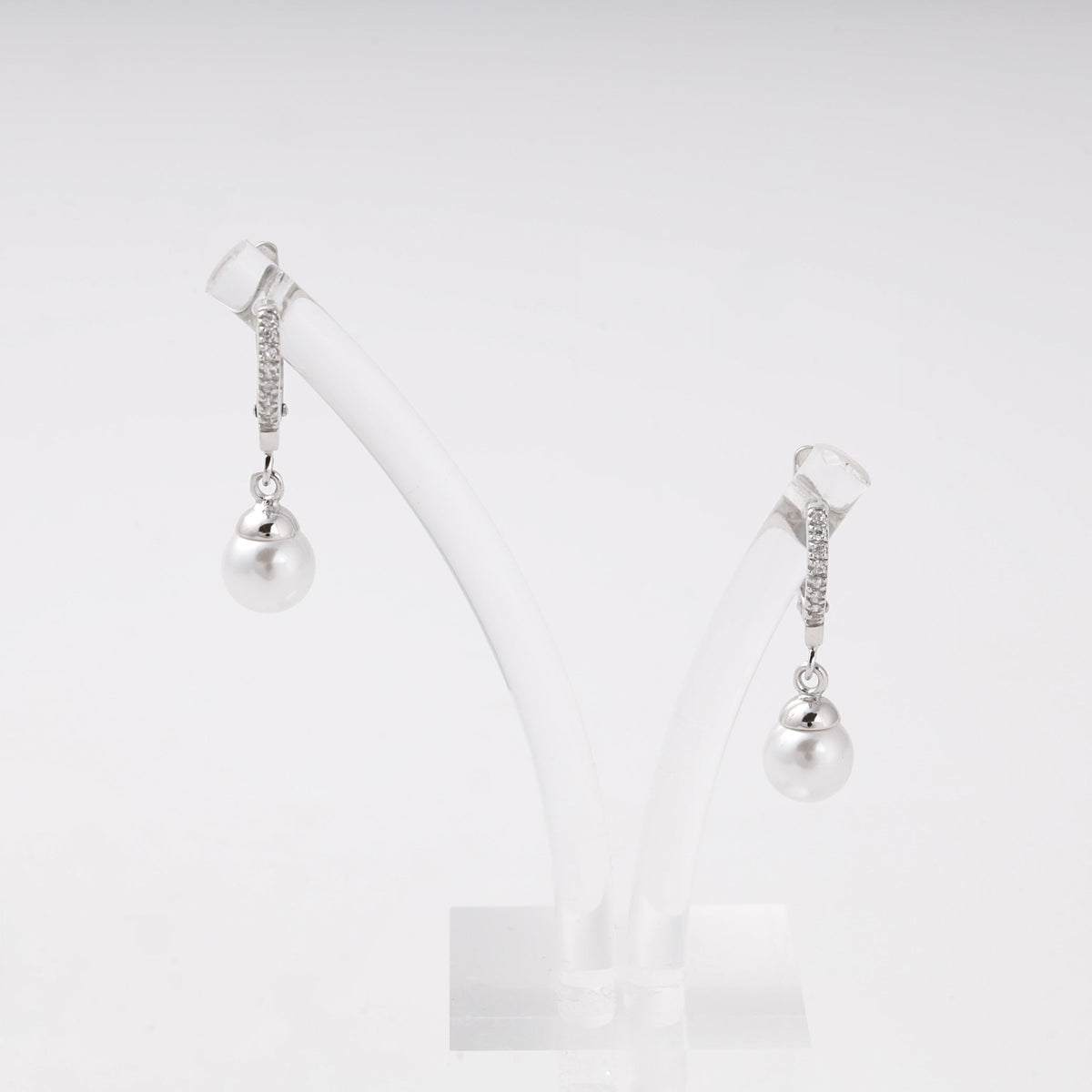 Silver 925 Pearl Drop Earrings with CZ | Ukrainian Jewelry