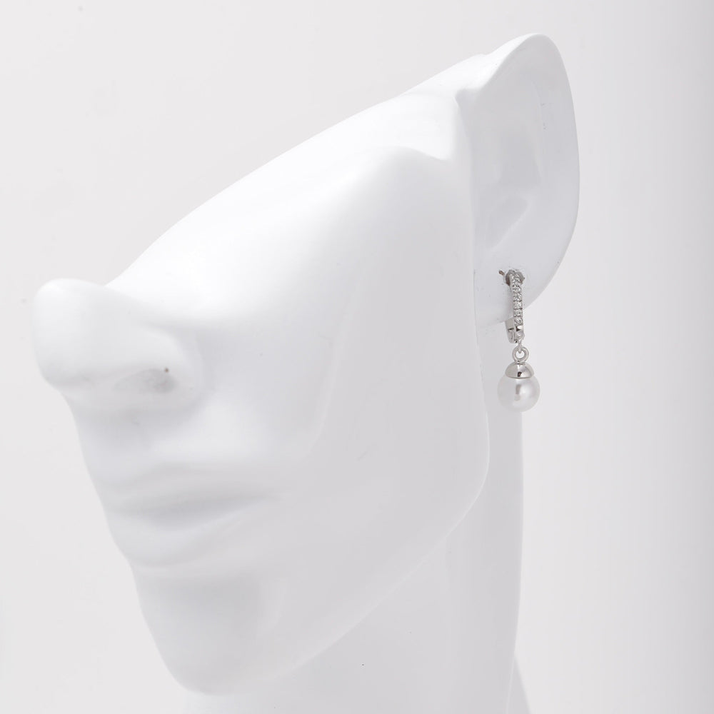 Silver 925 Pearl Drop Earrings with CZ | Ukrainian Jewelry