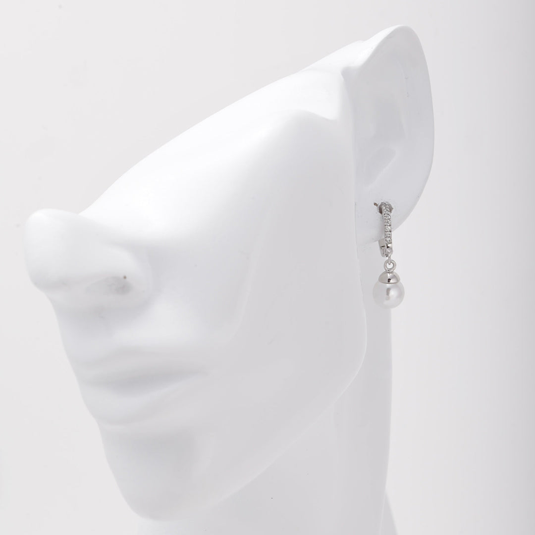 Silver 925 Pearl Drop Earrings with CZ | Ukrainian Jewelry